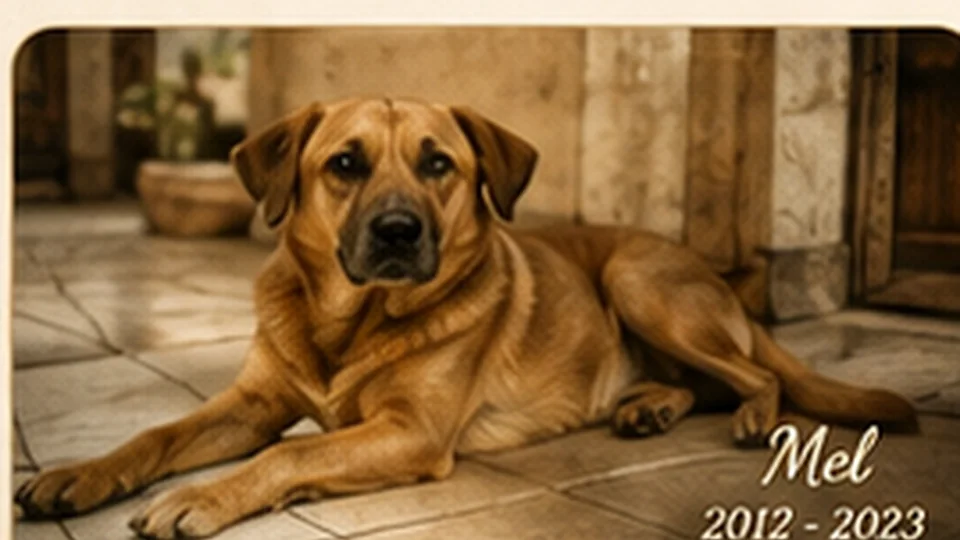 Cachorro caramelo em fotografia antiga de família brasileira